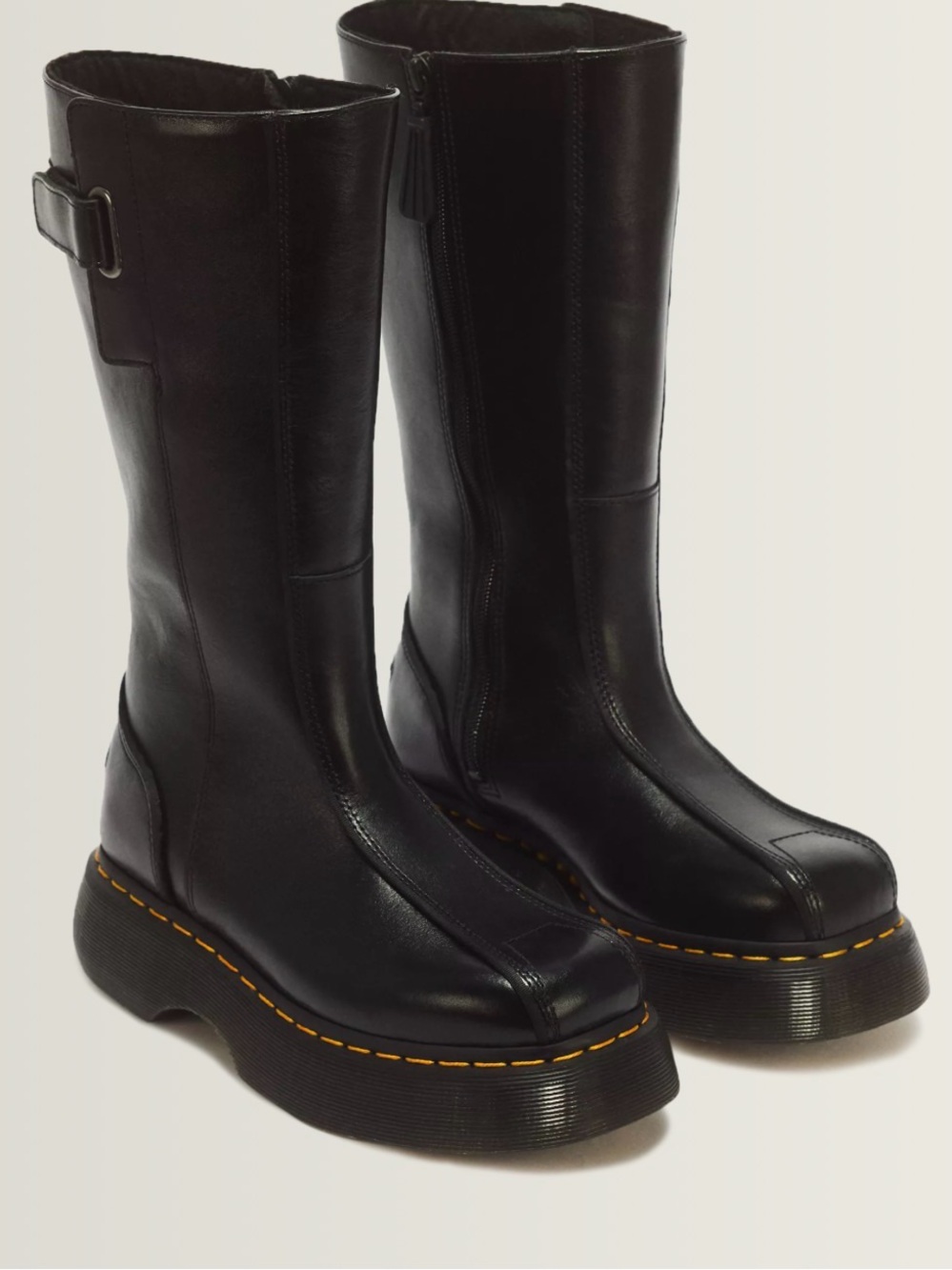 NWOB Women’s Dr. Martens Buzz Hi Gloss Leather Platform Black Boots - Size 8